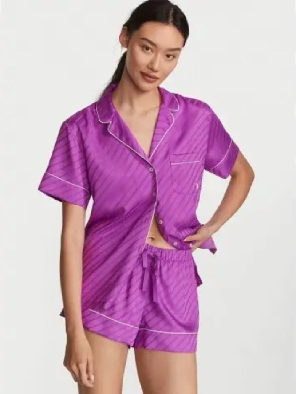 Victoria's Secret Fuchsia Satin Pajama Set